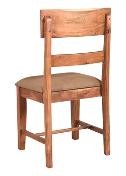 Set of Two Brown Upholstered Fabric Slat Back Dining Side Chairs