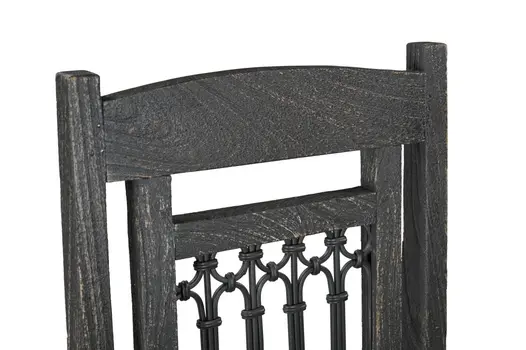 Set of Two Black Wood Slat Back Dining Side Chairs