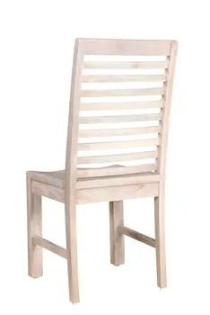 Set of Two White Wood Ladder Back Dining Side Chairs