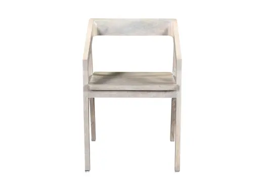 White Solid Wood Open Back Dining Arm Chair