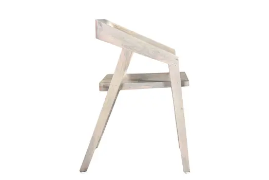 White Solid Wood Open Back Dining Arm Chair