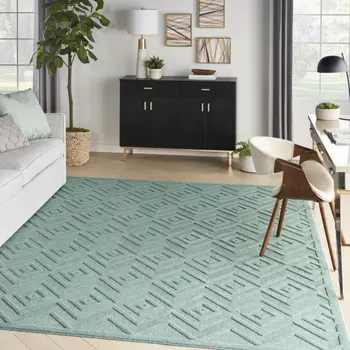 8' X 10' Aqua Indoor Outdoor Area Rug