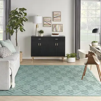 8' X 10' Aqua Indoor Outdoor Area Rug