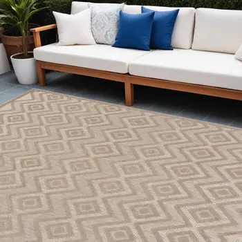 9' X 12' Beige Indoor Outdoor Area Rug
