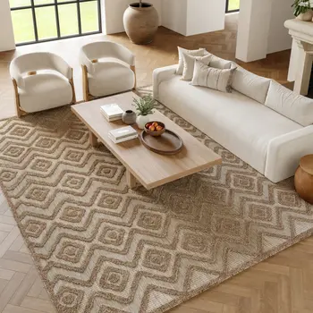 9' X 12' Beige Indoor Outdoor Area Rug