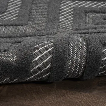 9' X 12' Charcoal And Gray Indoor Outdoor Area Rug
