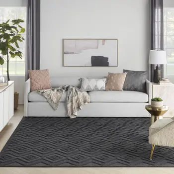 9' X 12' Charcoal And Gray Indoor Outdoor Area Rug