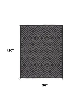8' X 10' Black Indoor Outdoor Area Rug