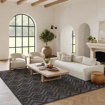 8' X 10' Black Indoor Outdoor Area Rug