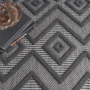 8' X 10' Black Indoor Outdoor Area Rug