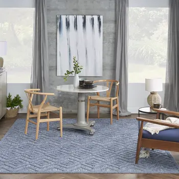 7' X 10' Blue Indoor Outdoor Area Rug