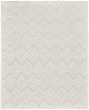 7' X 10' Ivory And White Indoor Outdoor Area Rug