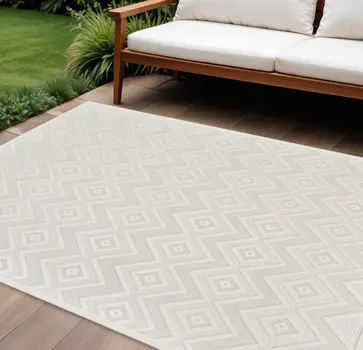 8' X 10' Cream Indoor Outdoor Area Rug