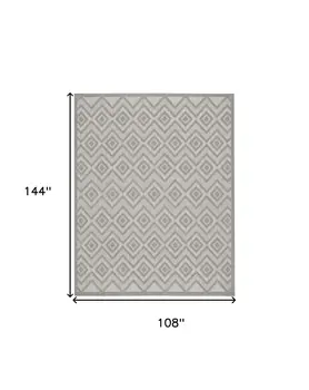 9' X 12' Gray And Silver Indoor Outdoor Area Rug