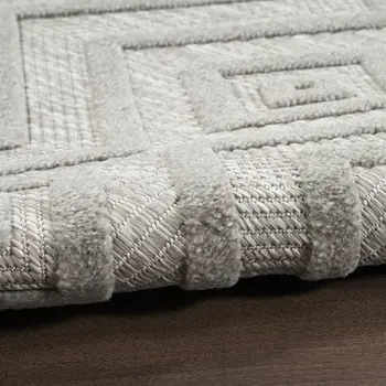 9' X 12' Gray And Silver Indoor Outdoor Area Rug