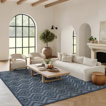 8' X 10' Navy Blue Indoor Outdoor Area Rug