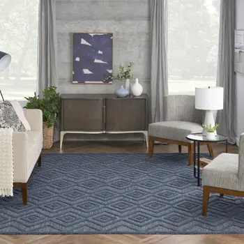 7' X 10' Navy Blue Indoor Outdoor Area Rug