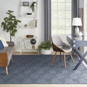 9' X 12' Navy Blue Indoor Outdoor Area Rug