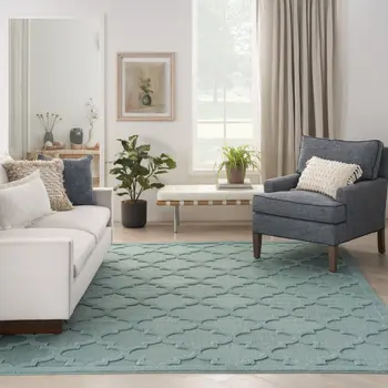 7' X 10' Aqua Indoor Outdoor Area Rug