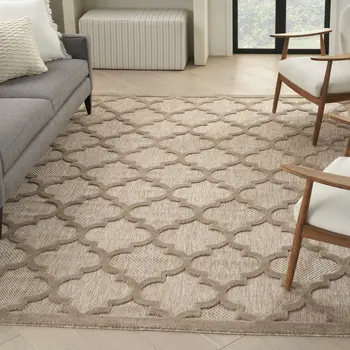 8' X 10' Beige Indoor Outdoor Area Rug