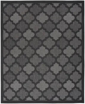 9' X 12' Charcoal And Gray Indoor Outdoor Area Rug