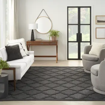 9' X 12' Charcoal And Gray Indoor Outdoor Area Rug