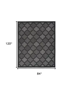 7' X 10' Black Indoor Outdoor Area Rug