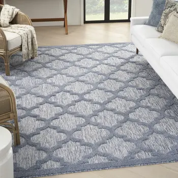 8' X 10' Blue Indoor Outdoor Area Rug