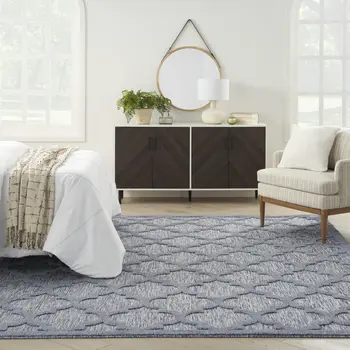 7' X 10' Blue Indoor Outdoor Area Rug