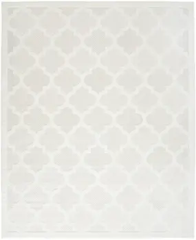 9' X 12' Ivory And White Indoor Outdoor Area Rug