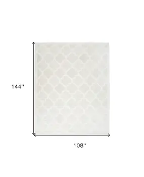 9' X 12' Ivory And White Indoor Outdoor Area Rug