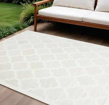 8' X 10' Cream Indoor Outdoor Area Rug