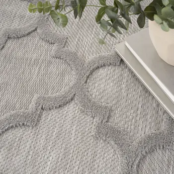 9' X 12' Gray And Silver Indoor Outdoor Area Rug