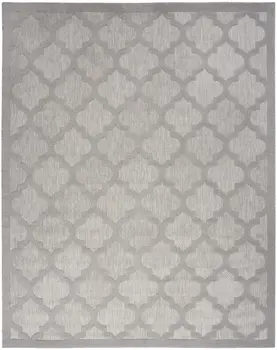 9' X 12' Gray And Silver Indoor Outdoor Area Rug