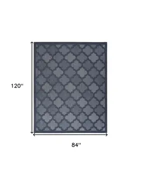 7' X 10' Navy Blue Indoor Outdoor Area Rug