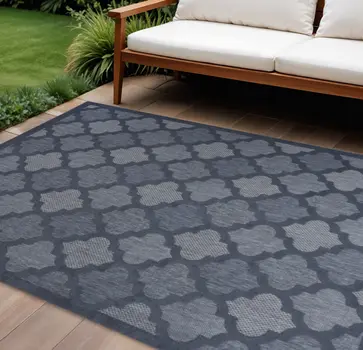 7' X 10' Navy Blue Indoor Outdoor Area Rug