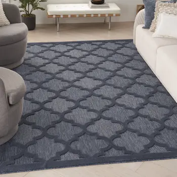 7' X 10' Navy Blue Indoor Outdoor Area Rug
