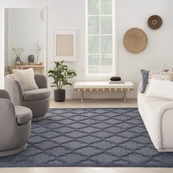7' X 10' Navy Blue Indoor Outdoor Area Rug