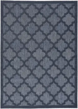 6' X 9' Navy Blue Geometric Flatweave Area Rug