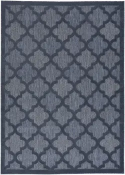 6' X 9' Navy Blue Geometric Flatweave Area Rug