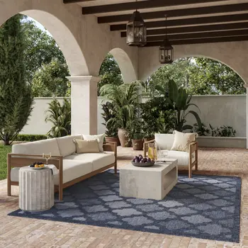 8' X 10' Navy Blue Indoor Outdoor Area Rug