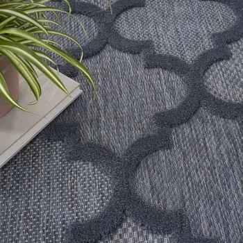 8' X 10' Navy Blue Indoor Outdoor Area Rug