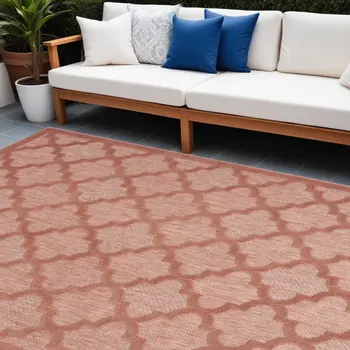6' X 9' Coral Orange Indoor Outdoor Area Rug
