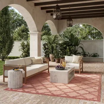 6' X 9' Coral Orange Indoor Outdoor Area Rug