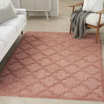 6' X 9' Coral Orange Indoor Outdoor Area Rug