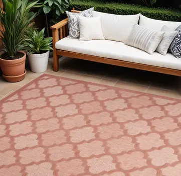 7' X 10' Orange Indoor Outdoor Area Rug