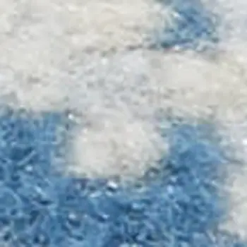 7' Blue Damask Power Loom Runner Rug
