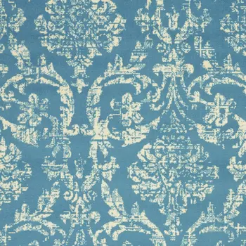 4' X 6' Blue Damask Power Loom Area Rug
