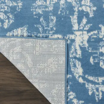 8' X 10' Blue Damask Power Loom Area Rug