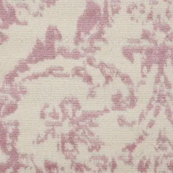 7' Cream Damask Power Loom Runner Rug